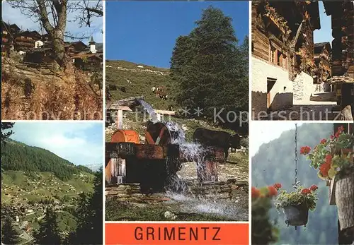 Grimentz Teilansichten Dorfpartie Wasserrad Kat. Grimentz