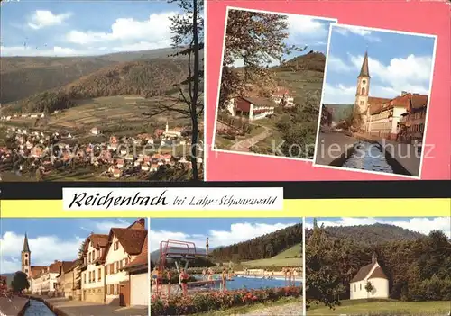 Reichenbach Lahr Panorama Teilansichten Kirche Schwimmbad Kapelle Kat. Lahr