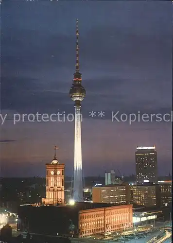 Berlin Fernsehturm UKW Turm bei Nacht Kat. Berlin