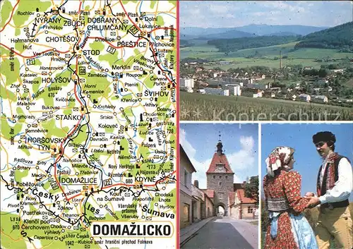 Domazlice Panorama Tor Trachten Landkarte Kat. Taus