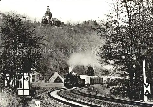 Orlamuende Dampflokomotive mit Nahgueterzug nach Saalfeld Kat. Orlamuende
