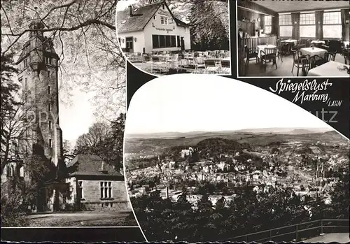 Marburg Lahn Gaststaette Spiegelslust Aussichtsturm Panorama Kat. Marburg