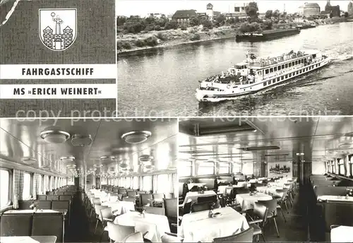 Magdeburg Fahrgastschiff MS Erich Weinert mit Interieur Kat. Magdeburg