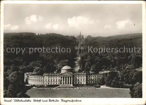 Wilhelmshoehe Kassel Schloss und Herkules Fliegeraufnahme Kat. Kassel