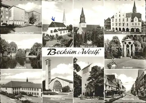 Beckum Westfalen Elisabeth Hospital Christus Kirche Stephanuskirche Rathaus Ehrenmal Westpark Berufsschule Martinskirche Liebfrauenkirche Nordstr Kat. Beckum