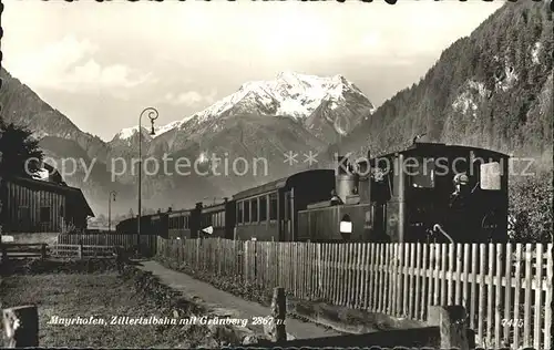 Mayrhofen Zillertal Zillertaltbahn mit Gruenberg Kat. Mayrhofen