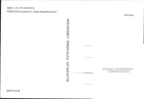 Leutenberg Thueringen FDGB Erholungsheim Katja Niederkirchner Kat. Leutenberg
