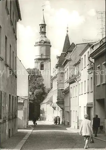 Pulsnitz Sachsen Kurze Gasse mit Kirche Kat. Pulsnitz