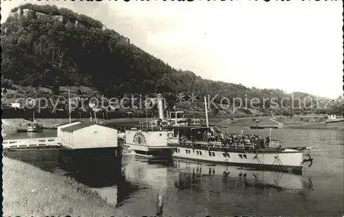 Koenigstein Saechsische Schweiz Stadt und Festung Fahrgastschiff Koenigstein Kat. Koenigstein Saechsische Schweiz