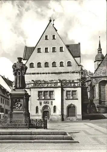 Eisleben Rathaus mit Luthersdenkmal Kat. Eisleben