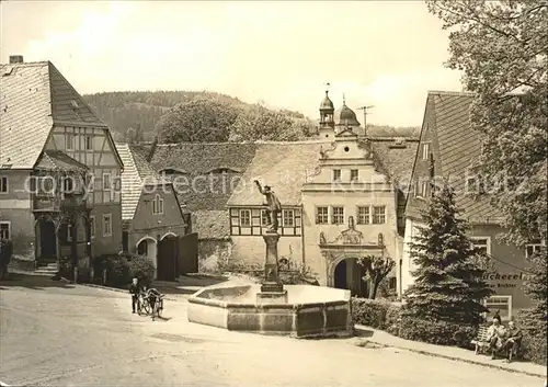 Lauenstein Erzgebirge Schloss Falknerbrunnen Markt Kat. Geising