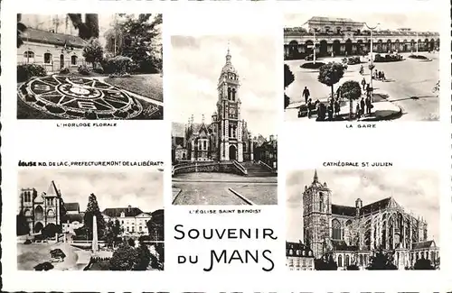 Mans Sarthe Le Gare Blumenuhr Cathedrale St. Juline Kat. Le Mans