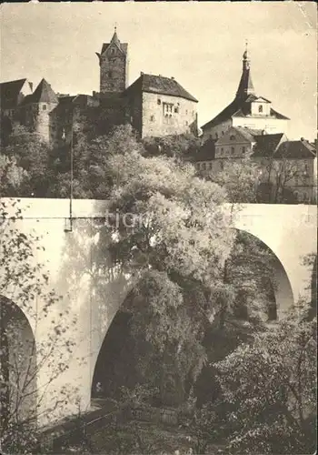 Elbogen Tschechien Bruecke am Eger mit Burg Kat. Loket