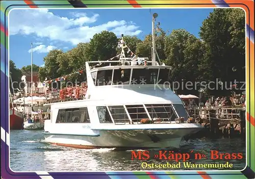 Warnemuende Ostseebad Kaeppn Brass Fahrgastschiff Kat. Rostock