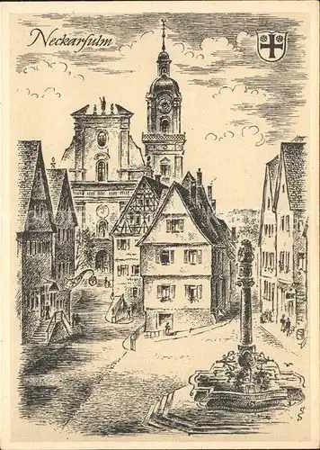 Neckarsulm Kuenstlerkarte Altstadt Kat. Neckarsulm