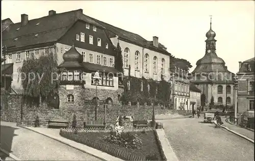 Klingenthal Vogtland Schloss mit Kirche Kat. Klingenthal Sachsen
