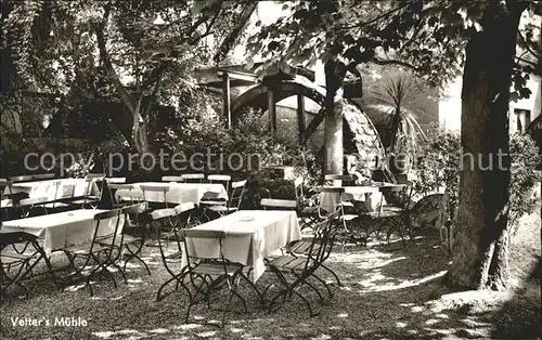 Zell Bensheim Vetters Muehle Gartenrestaurant Wasserrad Kat. Bensheim