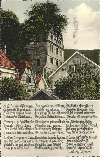 Hirsau Teilansicht Schloss Gedicht Ludwig Uhland Kat. Calw