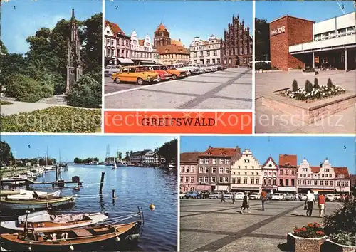 Greifswald Mecklenburg Vorpommern Rubenowdenkmal Platz der Freundschaft HOG Buddenhus Gaststaette Hafen Wieck Kat. Greifswald