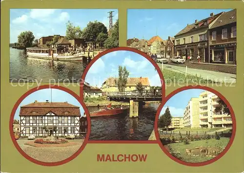 Malchow Dampferanlegestelle Lange Strasse Rathaus Drehbruecke Neubaugebiet Kat. Malchow Mecklenburg