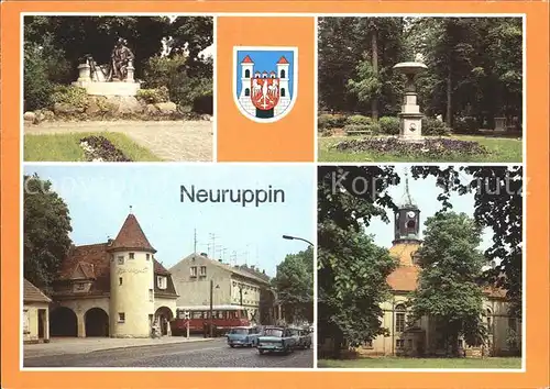 Neuruppin Fontanedenkmal Tempelgarten Bahnhof Rheinsberger Tor St Marien Kirche Wappen Kat. Neuruppin