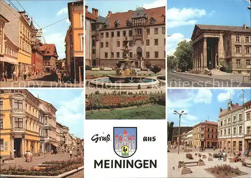 Meiningen Thueringen Georgstrasse Schloss Elisabethenburg Theater Platz der Republik Brunnen Wappen Kat. Meiningen