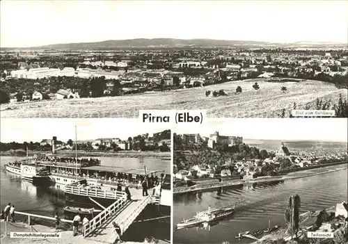Pirna Panorama Blick vom Kohlberg Dampfschiffanlegestelle Kat. Pirna