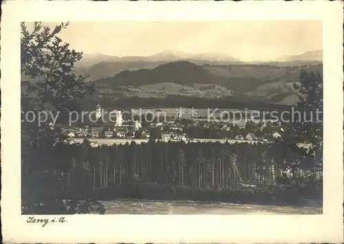 Isny Allgaeu Gesamtansicht mit Alpenpanorama Kat. Isny im Allgaeu