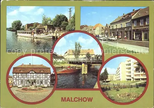 Malchow Dampferanlegestelle Lange Strasse Rathaus Drehbruecke Neubaugebiet Kat. Malchow Mecklenburg