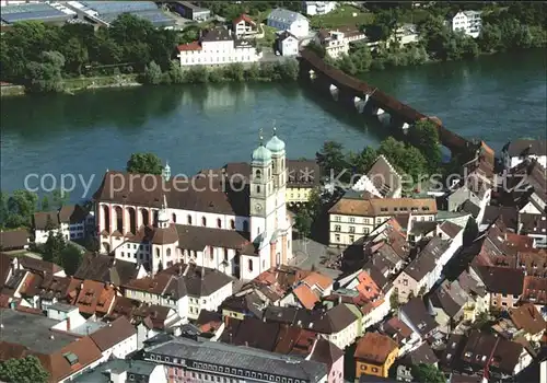 Bad Saeckingen St Fridolinsmuenster historische Rheinbruecke Fliegeraufnahme Kat. Bad Saeckingen