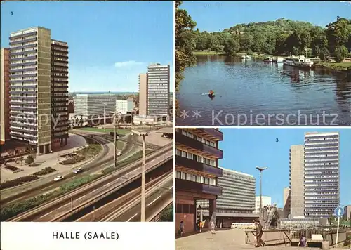 Halle Saale Hochstrasse Thaelmannplatz Saalepartie Hochhaus Kat. Halle