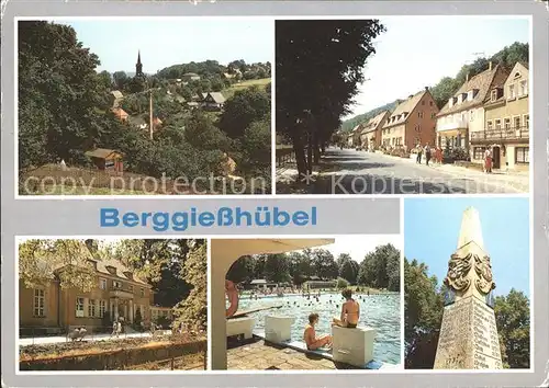 Berggiesshuebel Teilansichten Strassenpartie Schwimmbad Denkmal Kat. Bad Gottleuba Berggiesshuebel