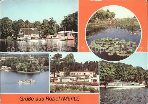 Roebel Mueritz Gaststaette Seglerheim Seerosenteich FDGB Urlaubersiedlung MS Priborn Anleger Weisse Flotte Kat. Roebel Mueritz