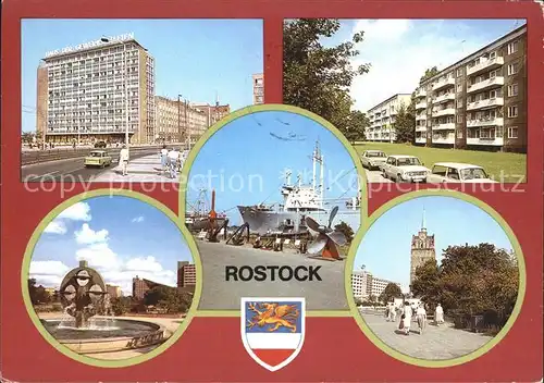 Rostock Mecklenburg Vorpommern Wohnblocks Wasserspiel Traditionsschiff Typ Frieden Denkmal Kroepeliner Tor Kat. Rostock