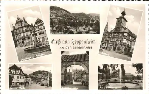 Heppenheim Bergstrasse Apotheke Brunnen Totalansicht Rathaus Kl Markt Sickinger Tor Schwimmbad Kat. Heppenheim (Bergstrasse)