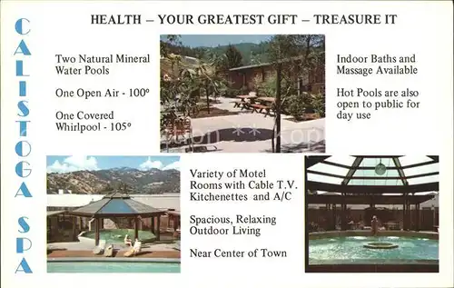 Calistoga Natural Mineral Water Pools Variety of Motel Indoor Baths Kat. Calistoga