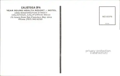 Calistoga Natural Mineral Water Pools Variety of Motel Indoor Baths Kat. Calistoga
