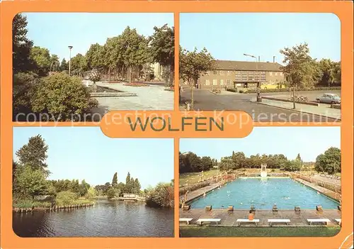 Wolfen Bitterfeld Leipziger Str Bahnhof Fuhneaue mit Gondelteich Schwimmbad / Bitterfeld /Anhalt-Bitterfeld LKR