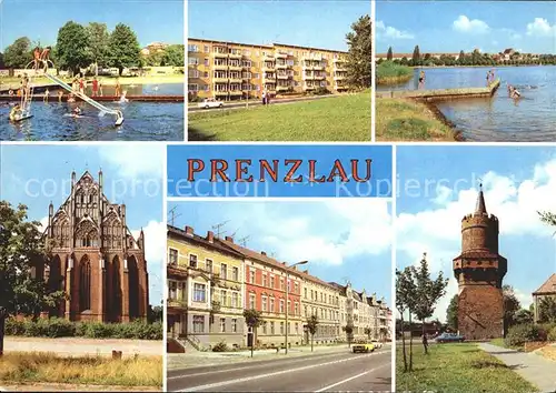 Prenzlau Freibad am Uckersee Stadtblick St Marienkirche Puschkinstr Mitteltorturm Kat. Prenzlau