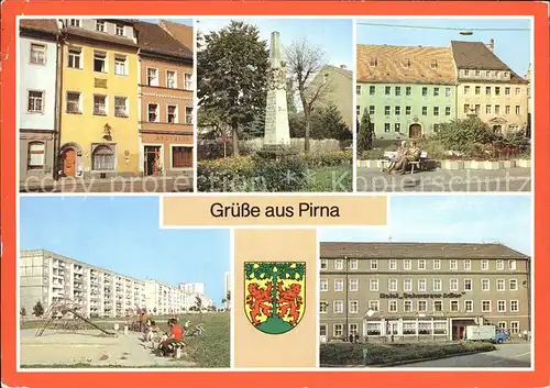 Pirna Haus des Th Jacobaer Postmeilensaeule Markt Pirna Sonnenstein Hotel Schwarzer Adler Kat. Pirna