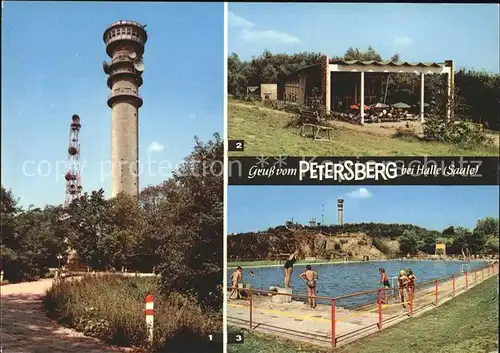 Petersberg Halle Fernseh Aussichtsturm TV Pavillon Bergbad Kat. Petersberg Halle