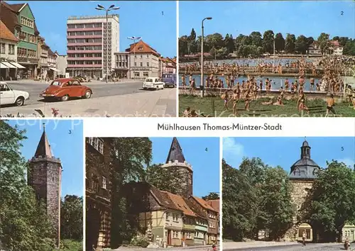 Muehlhausen Thueringen Thomas Muentzer Stadt Rabenturm Frauentor Schwanenteichbad Kat. Muehlhausen Thueringen