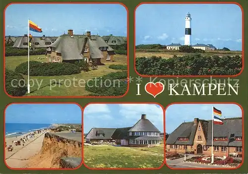 Kampen Sylt Reetdachhaeuser Strand Leuchtturm Kat. Kampen (Sylt)