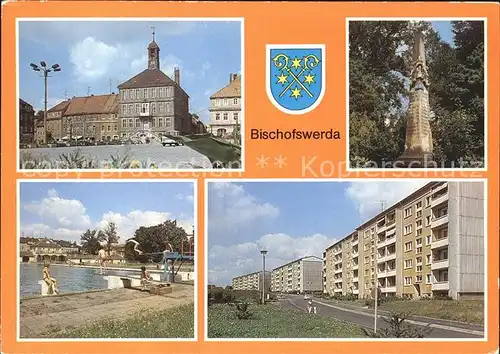 Bischofswerda Rathaus Postmeiensaeule Freibad  Kat. Bischofswerda