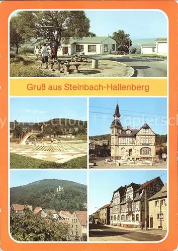 Steinbach Hallenberg Bergbaude Freibad Ruine Hallenburg / Steinbach-Hallenberg /Schmalkalden-Meiningen LKR