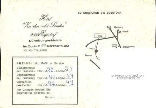 Egestorf Nordheide Hotel zu den acht Linden Kat. Egestorf