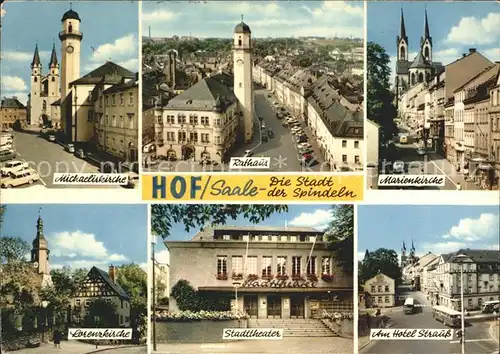 Hof Saale Kirchen Stadttheater Hotel Strauss Kat. Hof