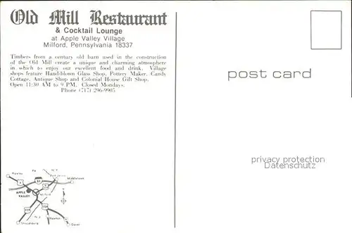 Milford Pennsylvania Old Mill Restaurant Zeichnung Kat. Milford