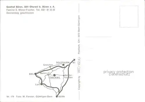 Bueren Aare Gasthaus Baeren Oberwil Kat. Bueren Aare