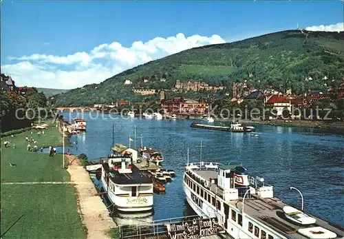 Heidelberg Neckar Blick vom rechten Neckarufer Kat. Heidelberg